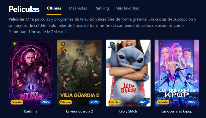 Visualización de Pelisflix con muchas películas y series con un estilo del pasado